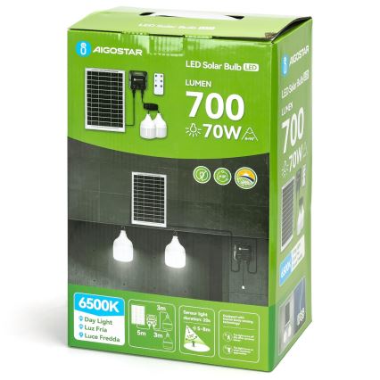 Aigostar - LED Соларен полилей със сензор 2xLED/35W/12V 6000 mAh 6500K Ø 10 см + дистанционно управление