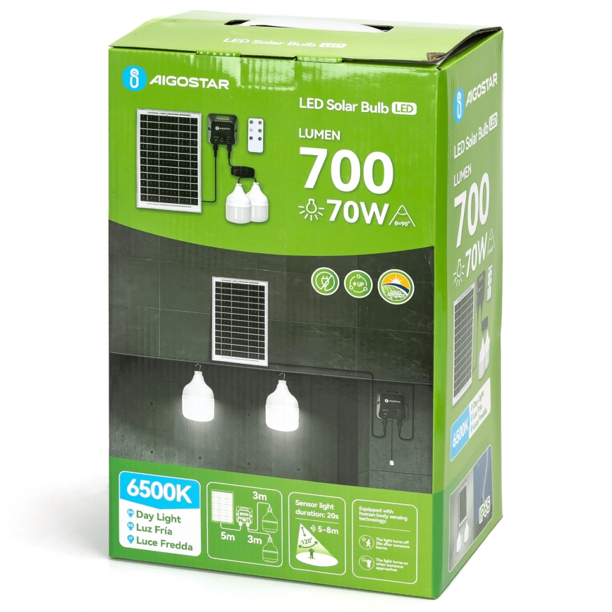 Aigostar - LED Соларен полилей със сензор 2xLED/35W/12V 6000 mAh 6500K Ø 10 см + дистанционно управление