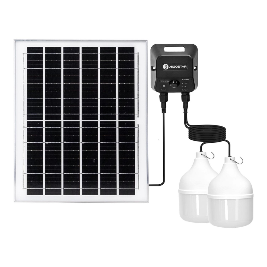 Aigostar - LED Соларен полилей със сензор 2xLED/70W/12V 12000 mAh 6500K Ø 12 см + дистанционно управление
