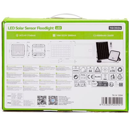 Aigostar - Регулируем соларен LED прожектор със сензор LED/120W/3,4V 6500K IP66 8000 mAh + дистанционно управление