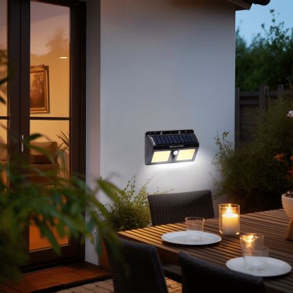 Aigostar - LED соларен стенен фенер с сензор LED/20W/5,5V 2400 mAh 6500K IP65