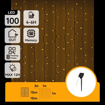 Aigostar - LED соларен коледен гирлянд 100xLED/8 режима 4x1m IP65 топла бяла 800 mAh