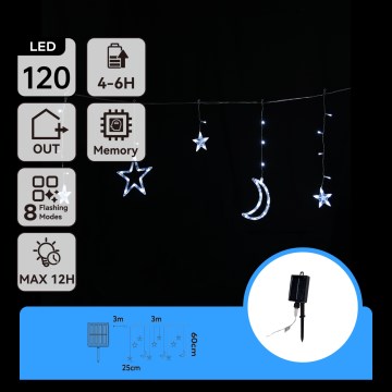 Aigostar - LED Соларен коледен гирлянд 120xLED/8 режима 3x0,6m 500 mAh IP65 студено бяло