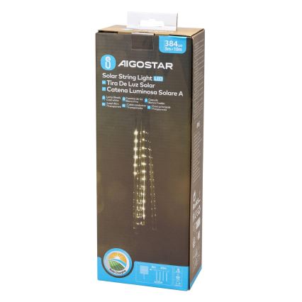 Aigostar - LED соларна коледна верига 384xLED/13м IP65 1200 mAh студено бяло