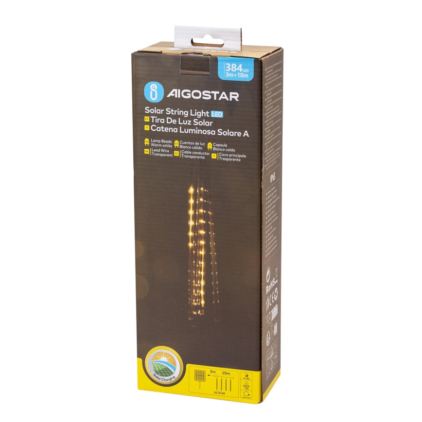 Aigostar - LED соларен коледен гирлянд 384xLED/13m 1200 mAh IP65 топла бяла