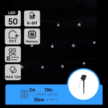 Aigostar - LED соларен коледен гирлянд 50xLED/8 функции 12m IP65 800 mAh студено бяло