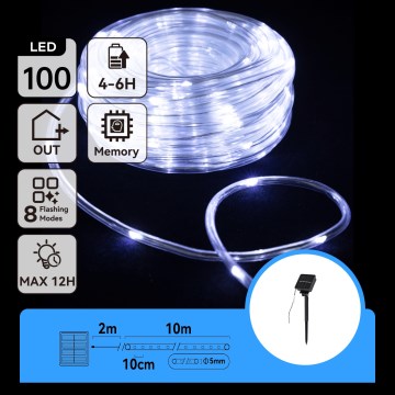 Aigostar - LED соларна гирлянда 100xLED/8 режима 12m IP65 студено бяла 800 mAh