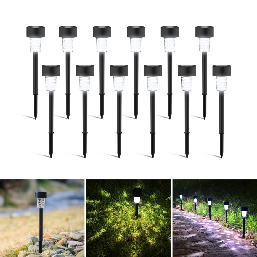 Aigostar - LED соларна лампа LED/0,06W/2V 32,7 см 6500K IP44 600 mAh черна