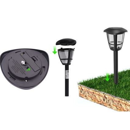 Aigostar - LED соларна лампа LED/0,06W/2V 100 mAh 33,8 см 6500K IP44 черна