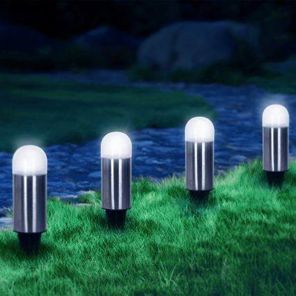 Aigostar - LED Соларна лампа LED/0,006W/1,2V 20 см матов хром 6500K IP44