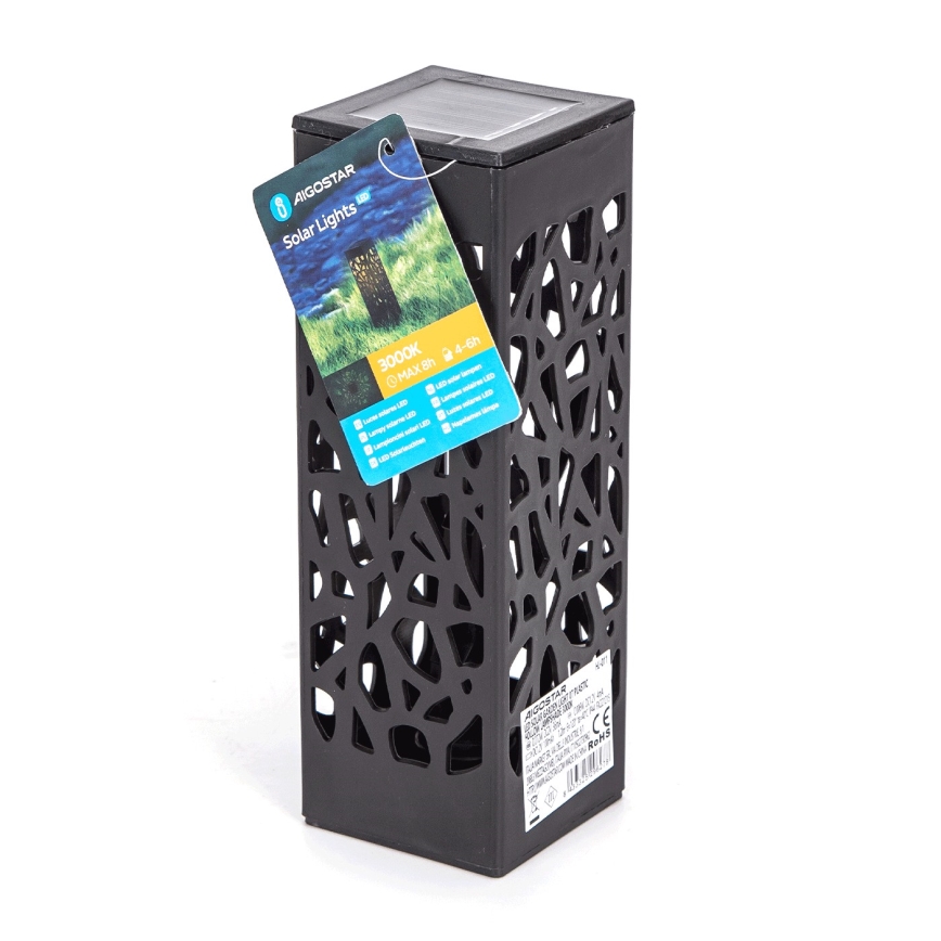 Aigostar - LED Соларна лампа LED/0,006W/1,2V 100 mAh 28,5 см черен 6500K IP44