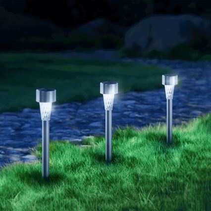 Aigostar - LED Соларна лампа LED/0,006W/1,2V 40 mAh 29,5 см матов хром 6500K IP44