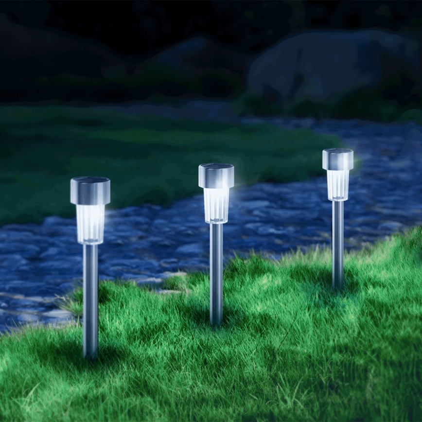 Aigostar - LED Соларна лампа LED/0,006W/1,2V 29,5 см 40 mAh матов хром 6500K IP44