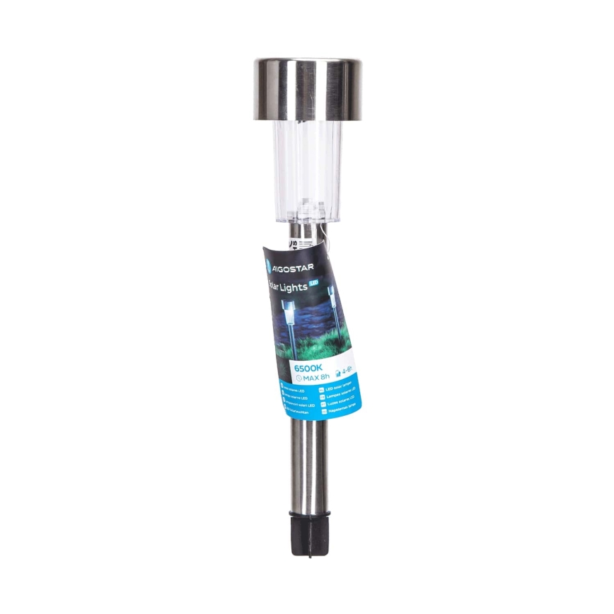 Aigostar - LED Соларна лампа LED/0,006W/1,2V 29,5 см 40 mAh матов хром 6500K IP44