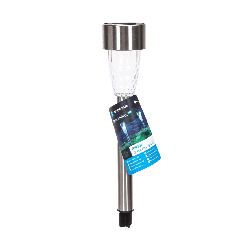 Aigostar - LED Соларна лампа LED/0,006W/1,2V 40 mAh 29,7 см матов хром 6500K IP44