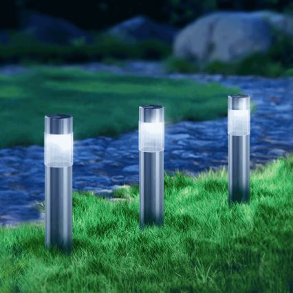Aigostar - LED Соларна лампа LED/0,006W/1,2V 31,5 см 100 mAh матов хром 6500K IP44