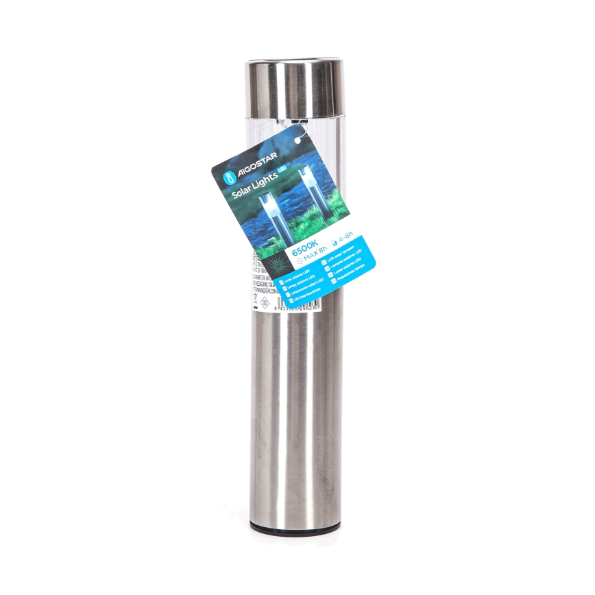 Aigostar - LED Соларна лампа LED/0,006W/1,2V 31,5 см 100 mAh матов хром 6500K IP44