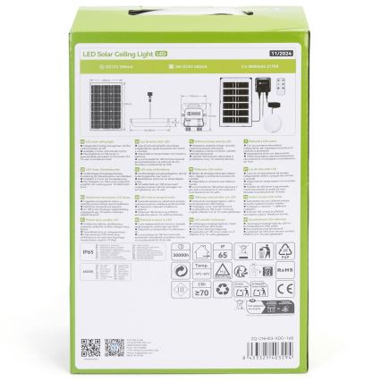 Aigostar - LED Соларна лампа LED/35W/12V 3000 mAh 6500K Ø 16,8 см + дистанционно управление