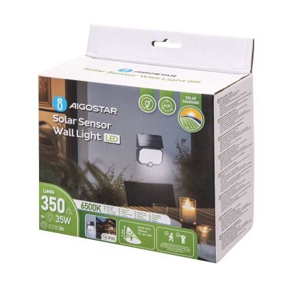 Aigostar - LED соларна лампа с датчик за движение LED/2,4W/3,7V 1800 mAh IP65