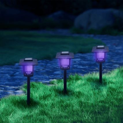 Aigostar - LED Соларна лампа с капан за насекоми LED/0,03W/1,2V 55,2 см черен 6500K 300 mAh IP44