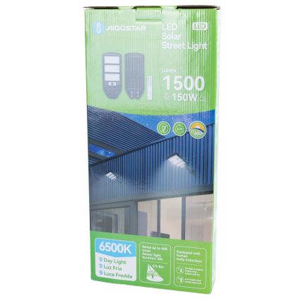 Aigostar - LED Соларна улична лампа със сензор LED/150W/3,2V 8000mAh IP65 6500K + дистанционно управление