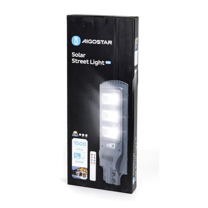 Aigostar - LED Соларна улична лампа със сензор за движение и здрач LED/150W/3,2V 15000mAh IP65 6500K + дистанционно управление