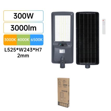 Aigostar - LED соларна улична лампа със сензор LED/300W/3,2V 3600mAh + дистанционно управление