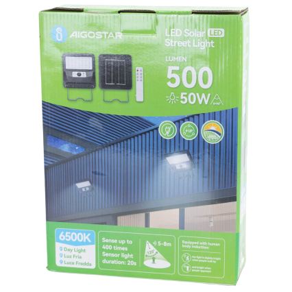 Aigostar - LED соларна улична лампа със сензор LED/50W/3,2V 1000mAh 6500K + дистанционно управление