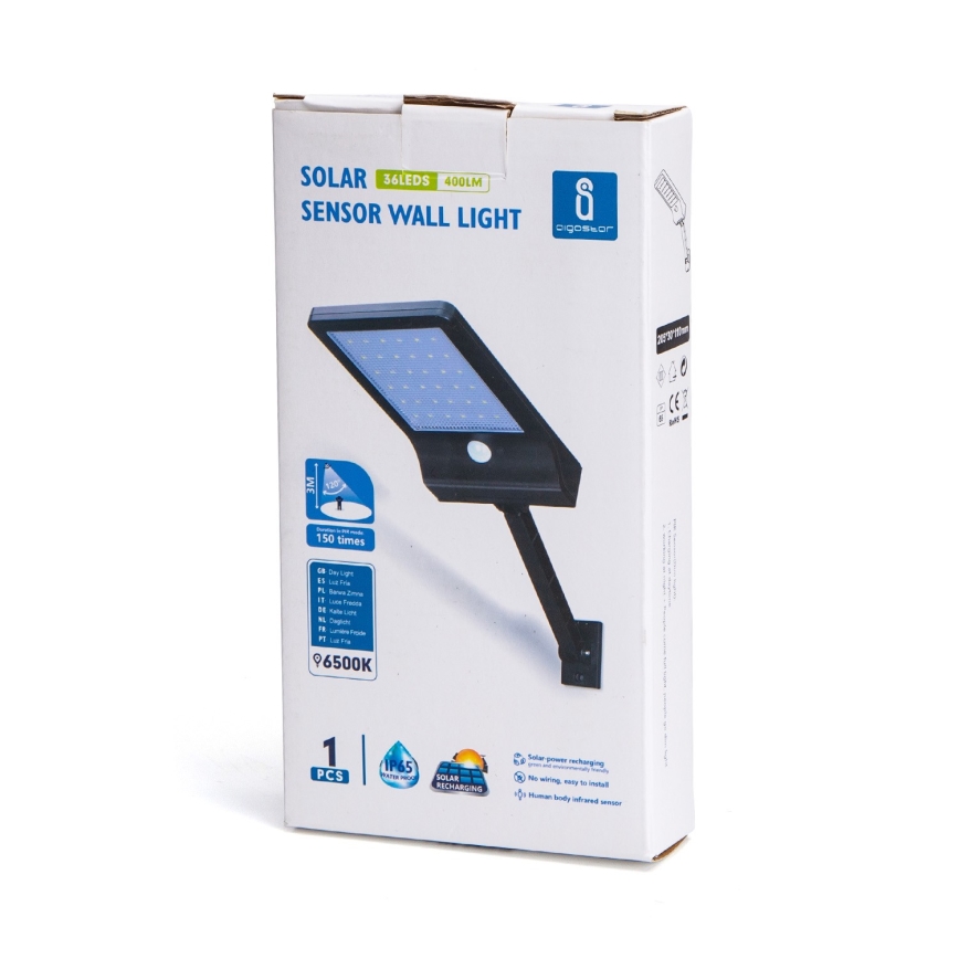Aigostar - LED Соларна улична лампа със сензор LED/2,3W/5,5V 1800 mAh IP65