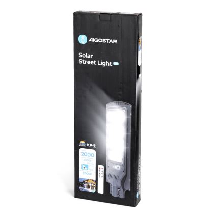 Aigostar - LED Соларна улична лампа със сензор LED/200W/3,2V 20000mAh IP65 6500K + дистанционно управление
