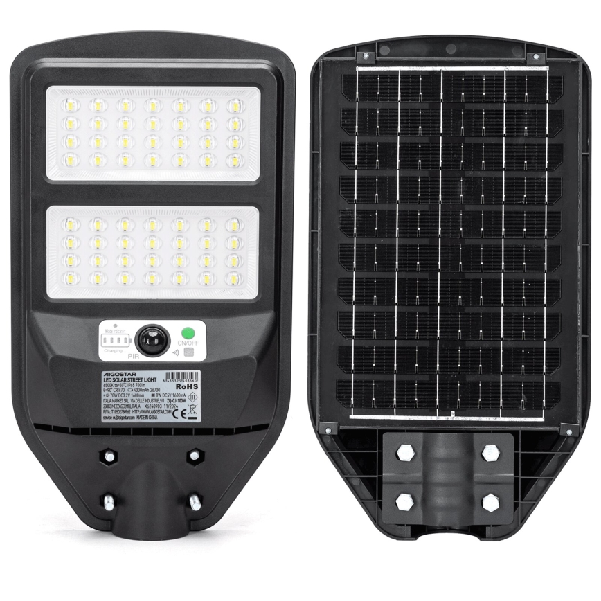 Aigostar - LED Соларна улична лампа със сензор LED/70W/3,2V 4000mAh IP65 6500K + дистанционно управление