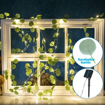 Aigostar - LED Соларна верига 100xLED/12m IP65 топло бяло евкалипт