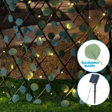 Aigostar - LED Соларна верига 102xLED/2x0,7m IP65 топло бяло евкалипт