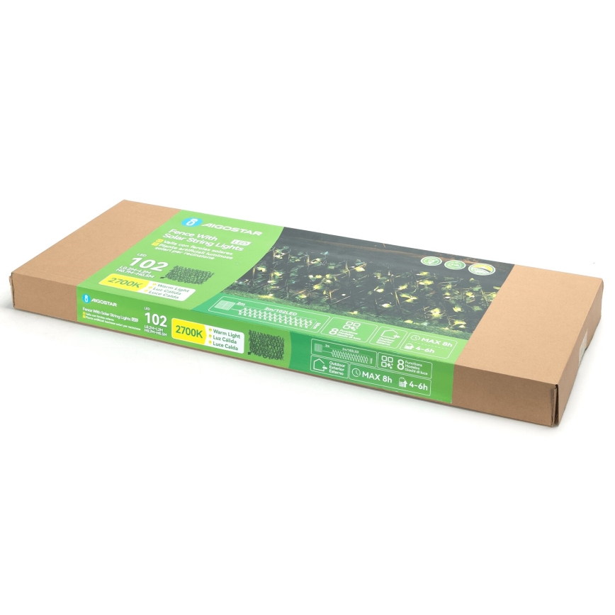 Aigostar - LED Соларна верига 102xLED/2x0,7m IP65 топло бяло ivy