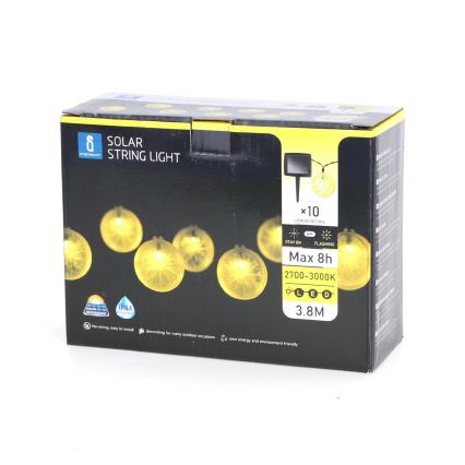 Aigostar - LED Соларна верига 10xLED/3,8m IP44 600 mAh топло бяло