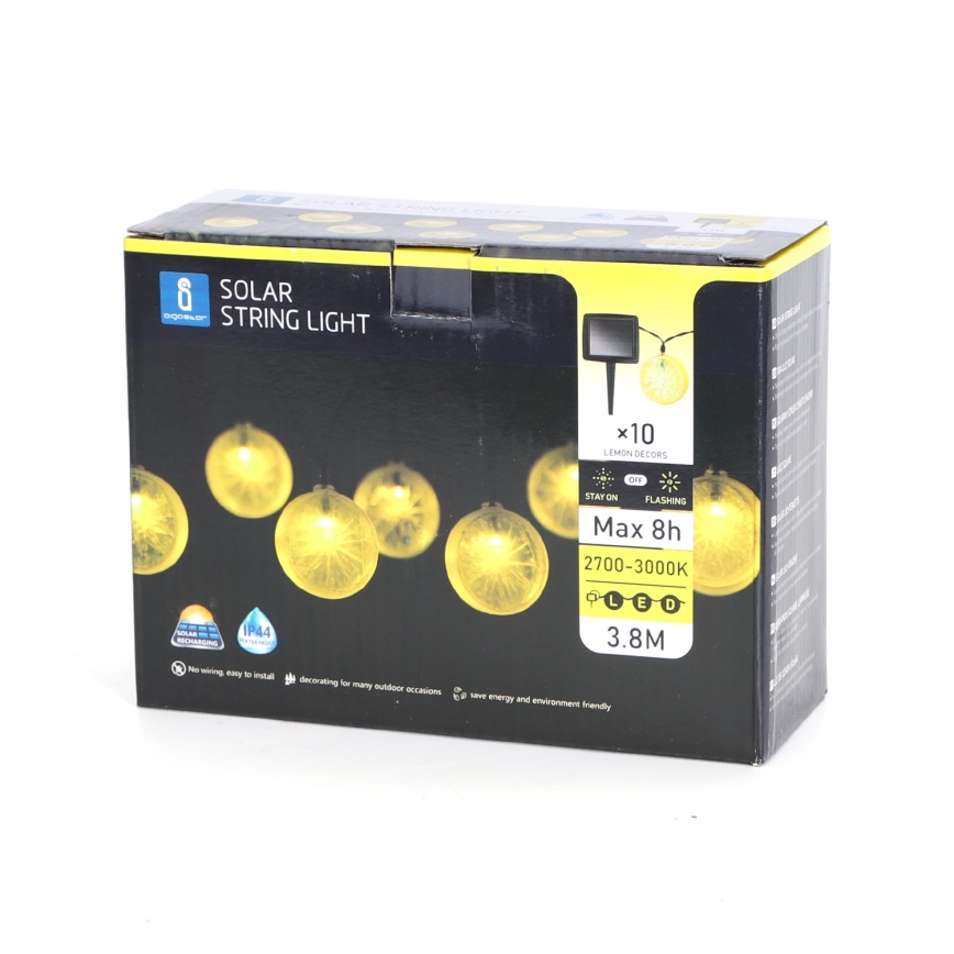 Aigostar - LED Соларна верига 10xLED/3,8m IP44 600 mAh топло бяло