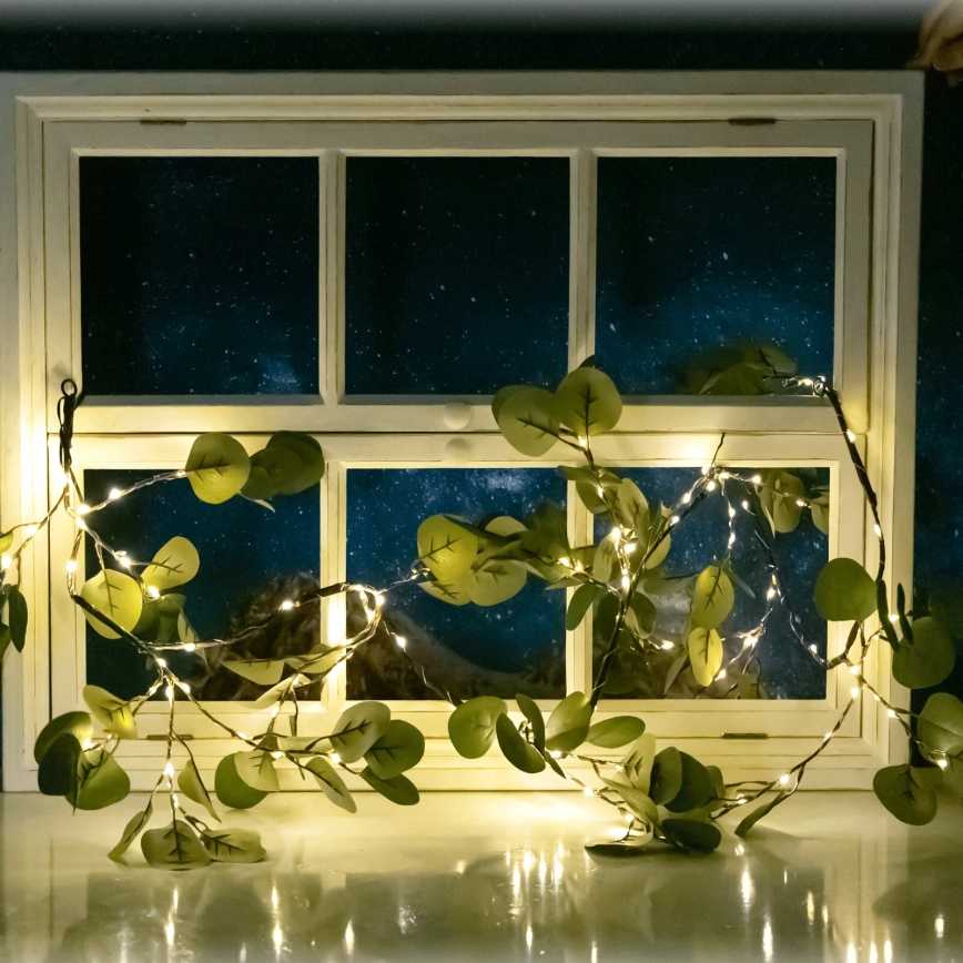 Aigostar - LED Соларна верига 110xLED/4m IP65 топло бяло евкалипт