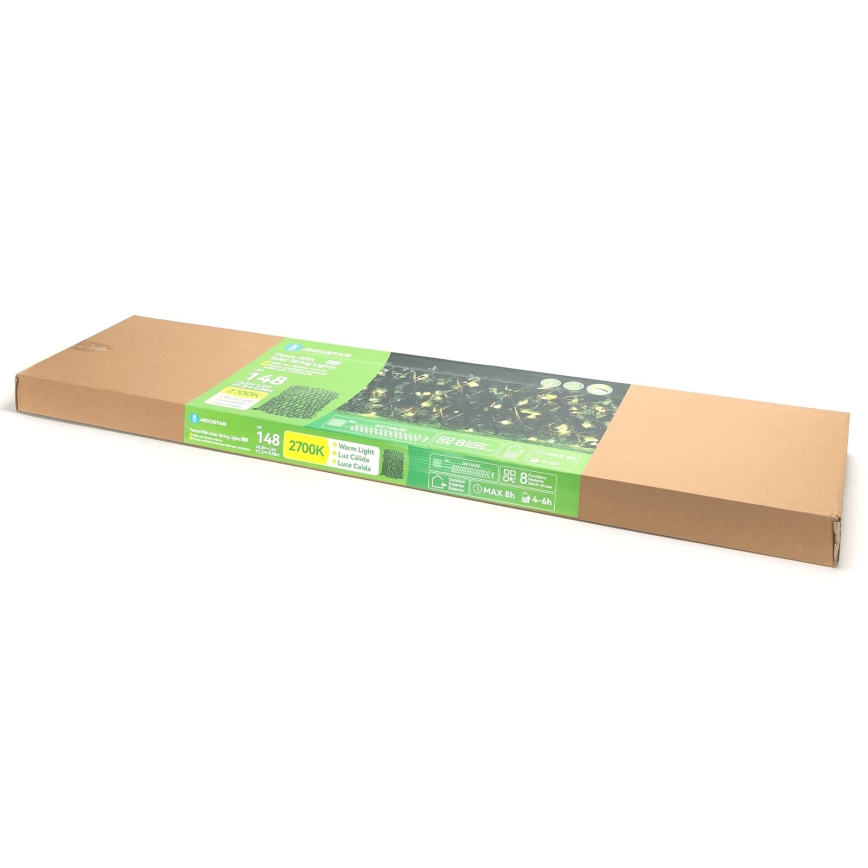 Aigostar - LED Соларна верига 148xLED/2x1,2m IP65 топло бяло ivy