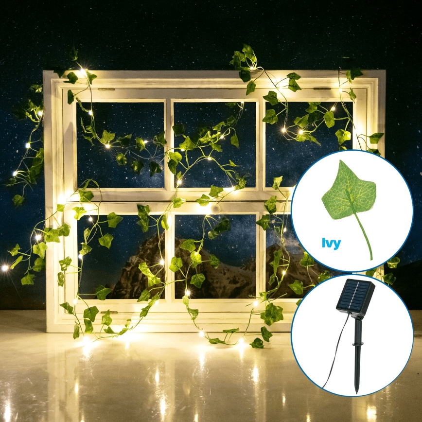 Aigostar - LED Соларна верига 50xLED/7m IP65 топло бяло бръшлян