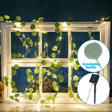 Aigostar - LED Соларна верига 50xLED/7m IP65 топло бяло евкалипт