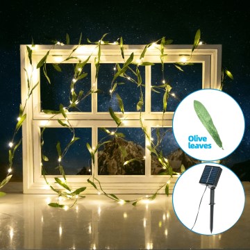 Aigostar - LED Соларна верига 50xLED/7m IP65 топло бяло маслина