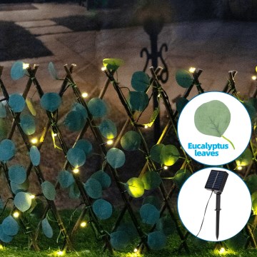 Aigostar - LED Соларна верига 56xLED/2x0,4m IP65 топло бяло евкалипт