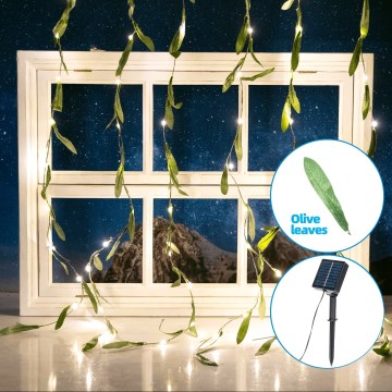 Aigostar - LED Соларна верига 70xLED/4x1m IP65 топло бяло маслина