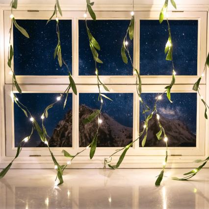 Aigostar - LED Соларна верига 70xLED/4x1m IP65 топло бяло маслина