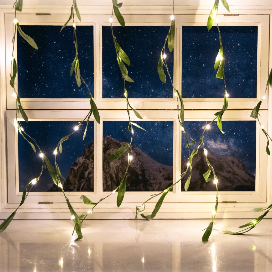 Aigostar - LED Соларна верига 70xLED/4x1m IP65 топло бяло маслина