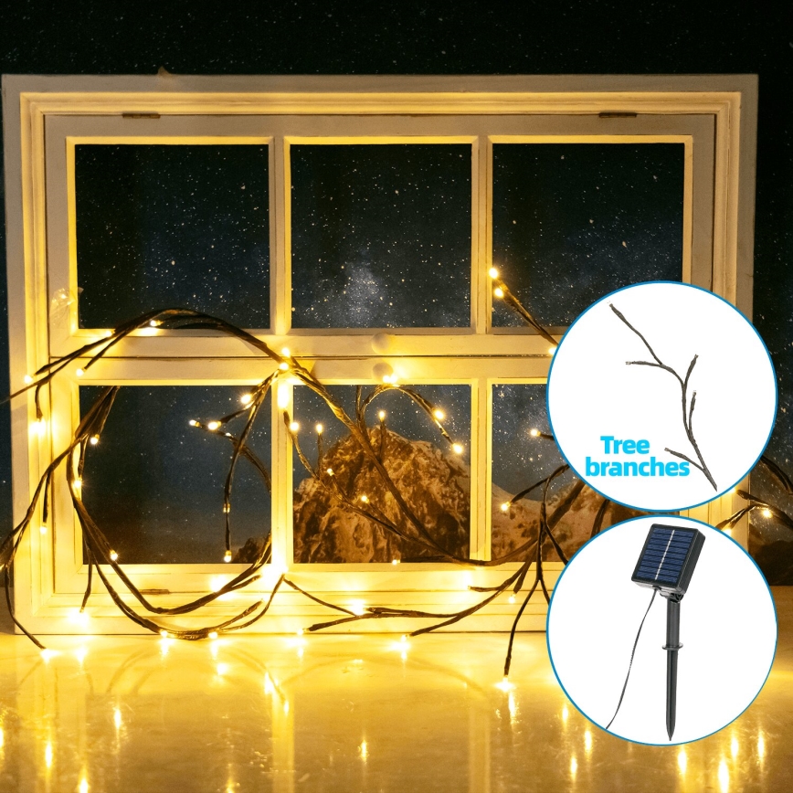 Aigostar - LED Соларна верига 72xLED/4m IP65 топло бяло дървесни клони
