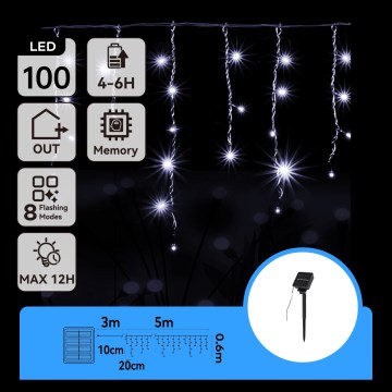 Aigostar - LED соларна коледна гирлянда 100xLED/8 функции 8x0,6m 500 mAh IP65 студено бяло
