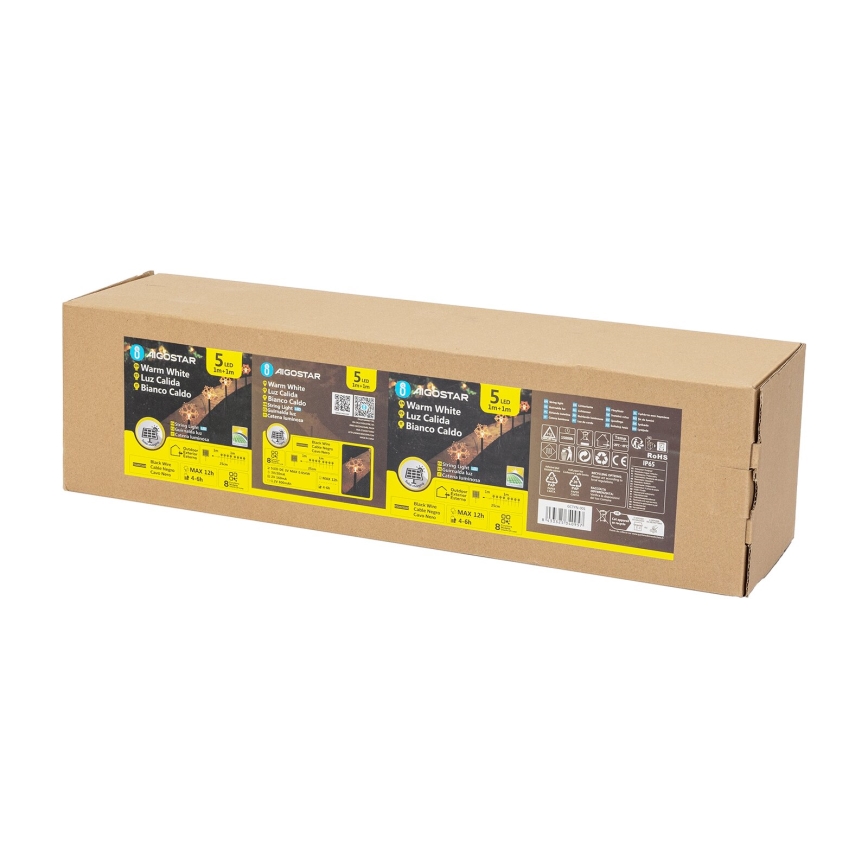Aigostar - LED соларна коледна лампа LED/0,054W/1,2V 1м IP65 топла бяла светлина