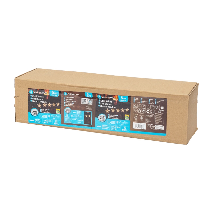 Aigostar - LED соларна коледна лампа LED/0,054W/1,2V 1м IP65 800 mAh студено бяло