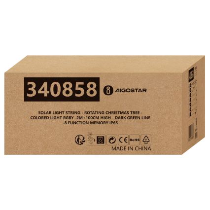 Aigostar - LED соларна коледна украса LED/0,59W/3,7V 100 cm IP65 130 mAh многоцветна